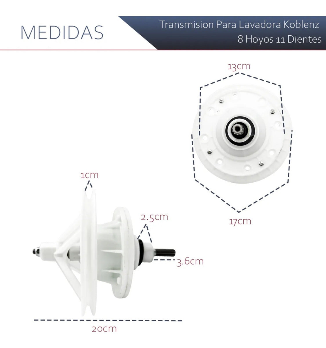 Transmisión Para Lavadora Koblenz 8 Hoyos 11 Dientes